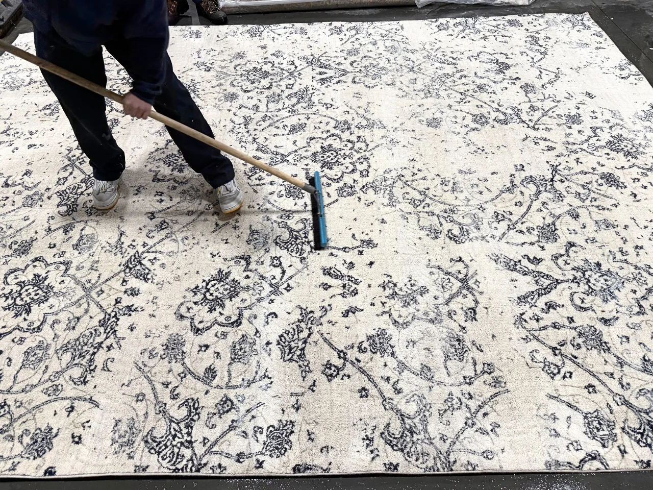 The silk 8x10 rug after hand grooming, before delivery