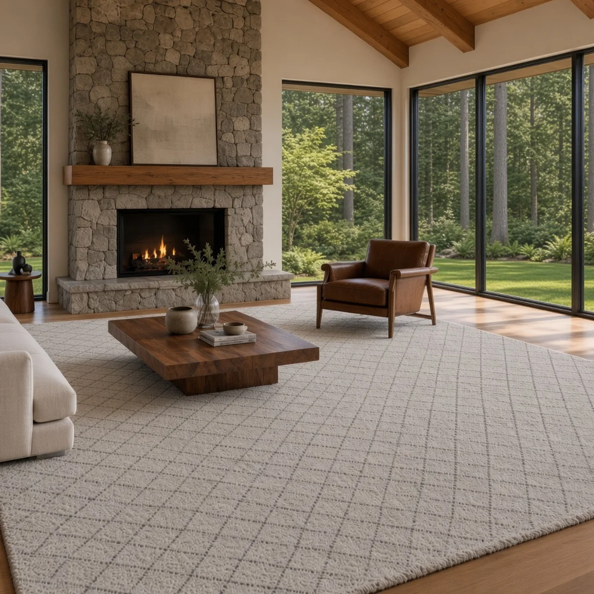 Cleaned modern wool rug in Lake Oswego