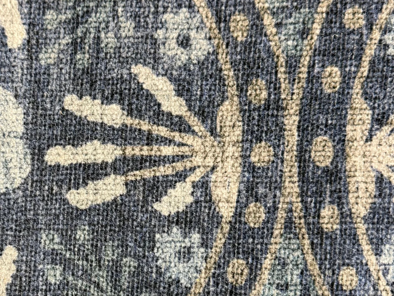 Modern blue and ivory wool-blend rug after cleaning, Ridgefield, WA