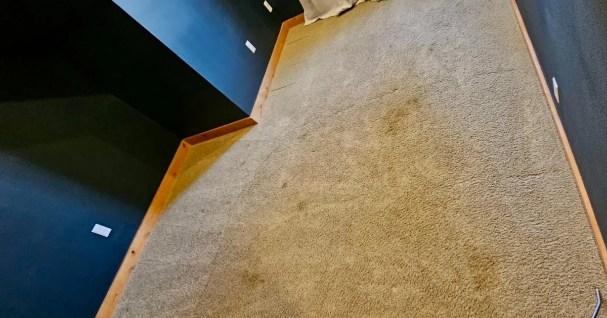 Carpet with furniture indentations and soiling in a Battle Ground, WA home before cleaning